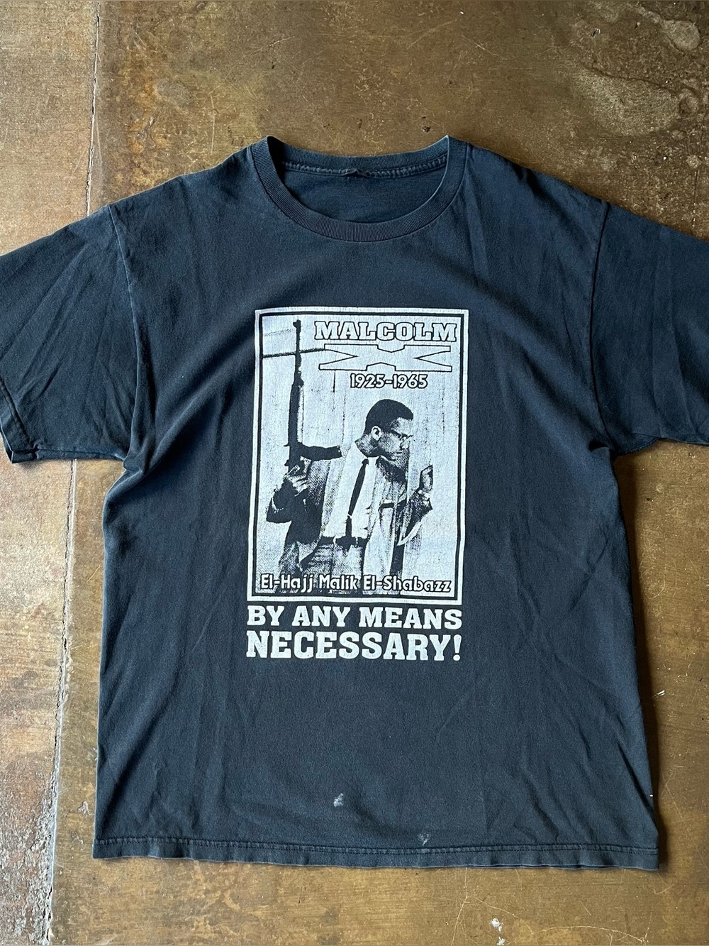 Vintage 90s Malcom X Any Means Necessary Double Sided Memorial T-Shirt XL